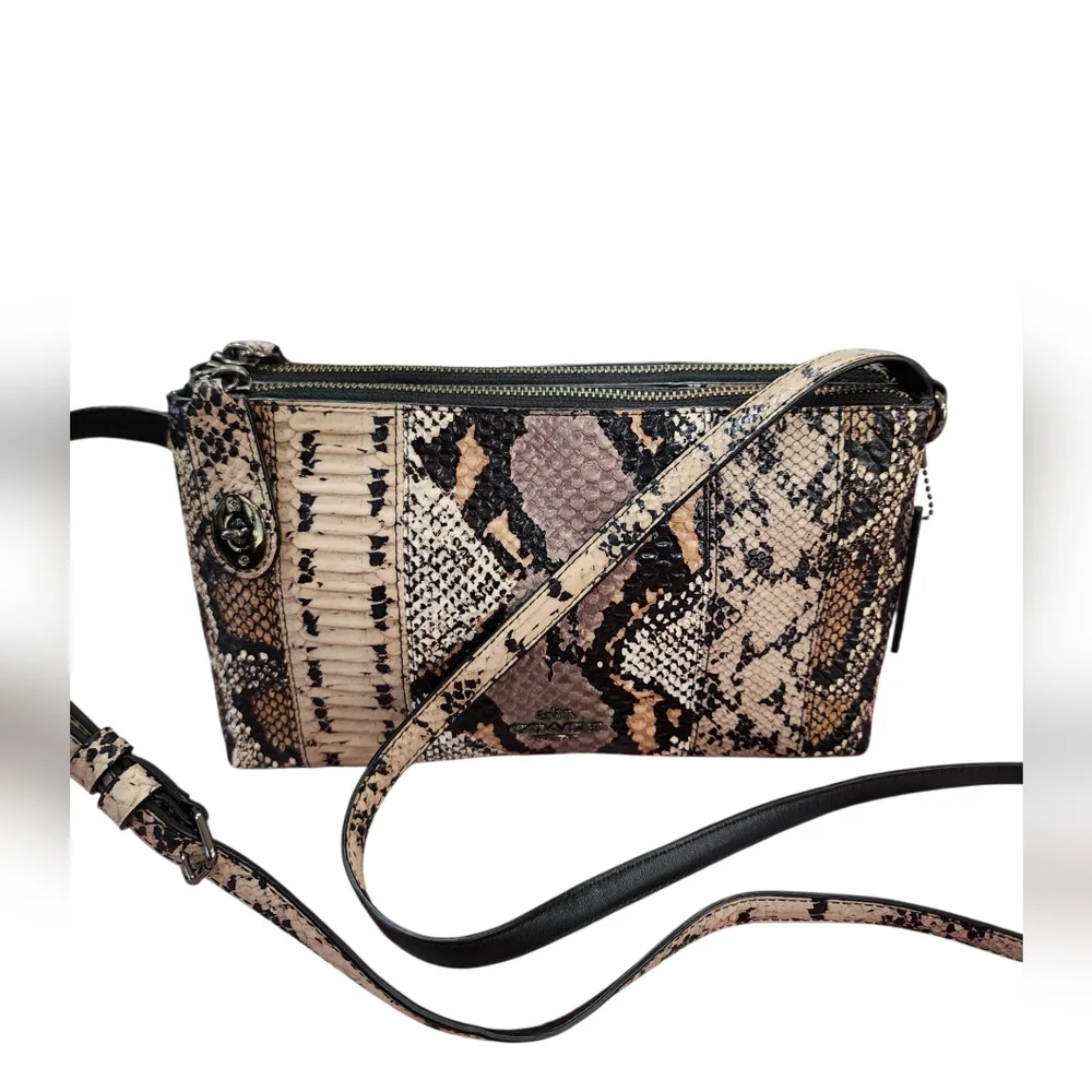 COACH Crosby Pieced Exotic Python Embossed Leather Crossbody Bag 37172 NWT - Picture 1 of 16